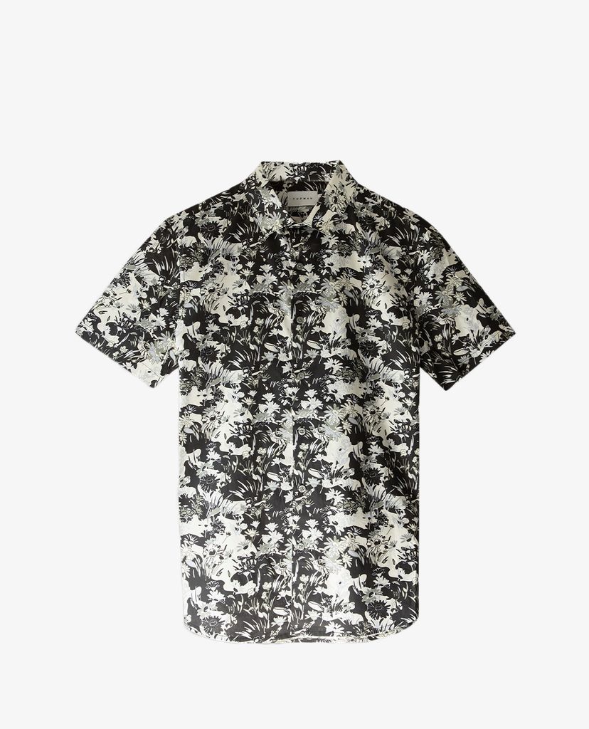 TOPMAN - Áo sơ mi nam tay ngắn CONSIDERED Floral Camouflage Print Slim