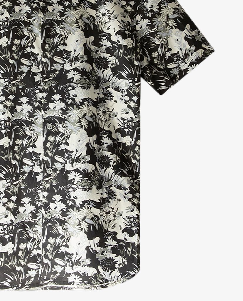 TOPMAN - Áo sơ mi nam tay ngắn CONSIDERED Floral Camouflage Print Slim