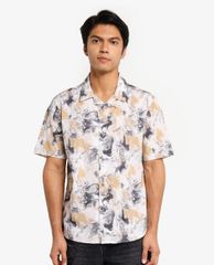 TOPMAN - Áo sơ mi nam tay ngắn cổ gập Marbled Print