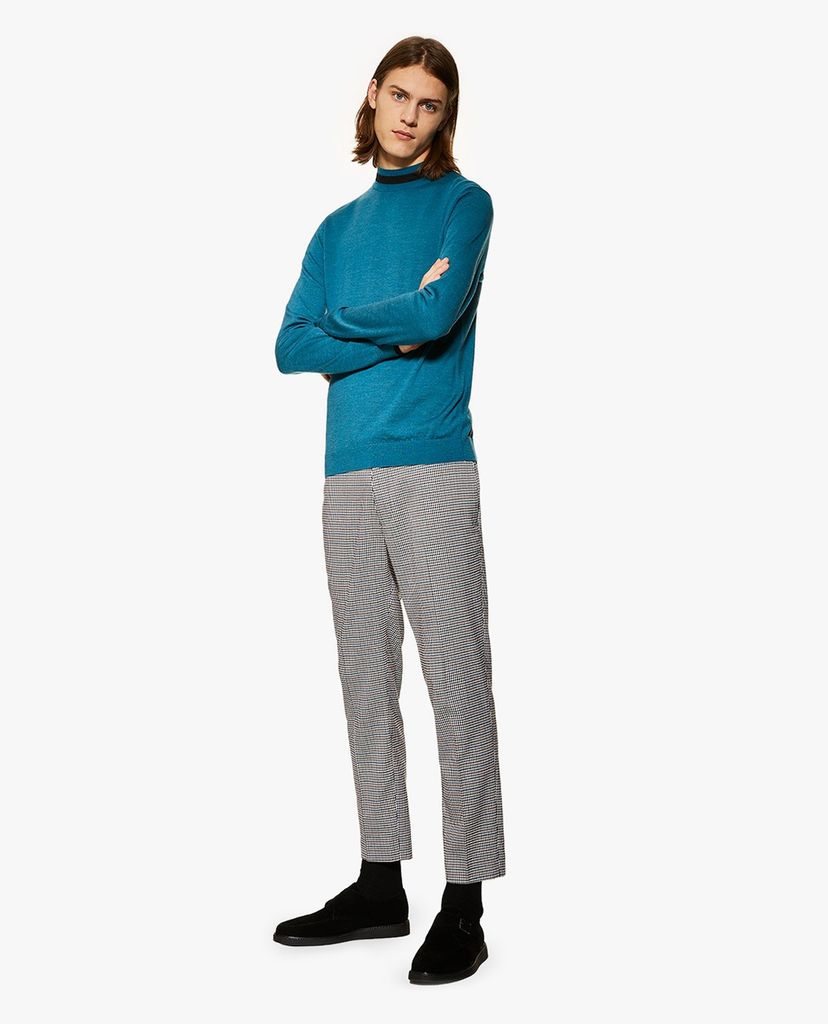 TOPMAN - Quần tây nam phom ôm Check Skinny Fit Cropped Smart