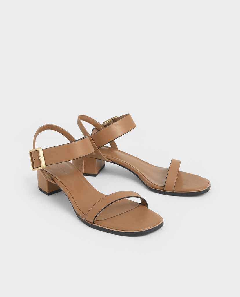 CHARLES & KEITH - Giày sandal cao gót quai ngang Frame Buckle Block