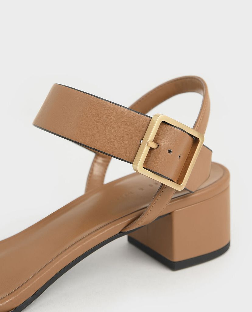 CHARLES & KEITH - Giày sandal cao gót quai ngang Frame Buckle Block