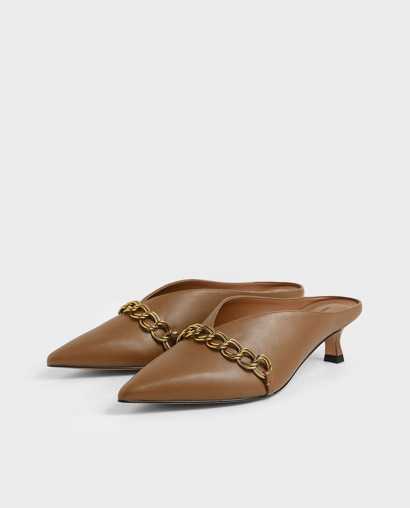 CHARLES & KEITH - Giày cao gót mũi nhọn Chain Strap V Cut