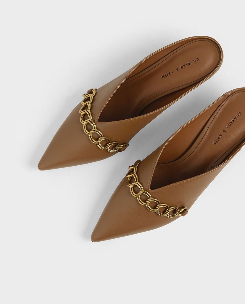 CHARLES & KEITH - Giày cao gót mũi nhọn Chain Strap V Cut