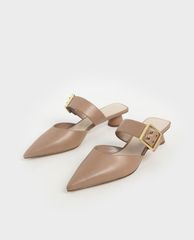 CHARLES & KEITH - Giày cao gót mũi nhọn Satin Grommet Buckle