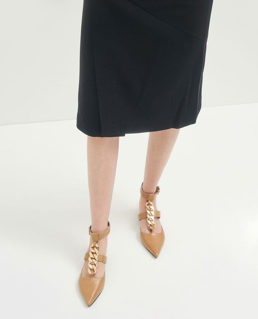 CHARLES & KEITH - Giày cao gót mũi nhọn Chain Link Ankle Strap