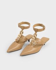 CHARLES & KEITH - Giày cao gót mũi nhọn Chain Link Ankle Strap