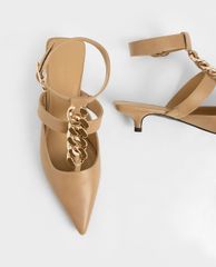 CHARLES & KEITH - Giày cao gót mũi nhọn Chain Link Ankle Strap