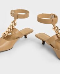 CHARLES & KEITH - Giày cao gót mũi nhọn Chain Link Ankle Strap