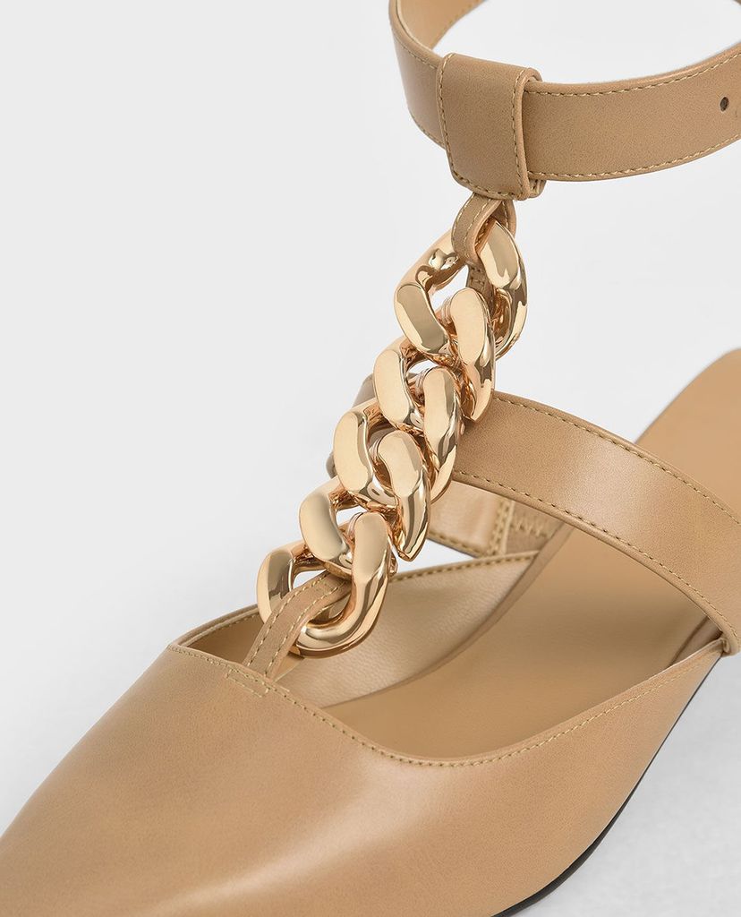CHARLES & KEITH - Giày cao gót mũi nhọn Chain Link Ankle Strap