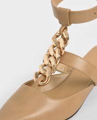 CHARLES & KEITH - Giày cao gót mũi nhọn Chain Link Ankle Strap