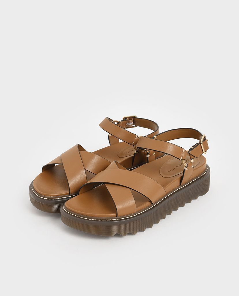 CHARLES & KEITH - Giày đế xuồng quai chéo Patent Criss Cross