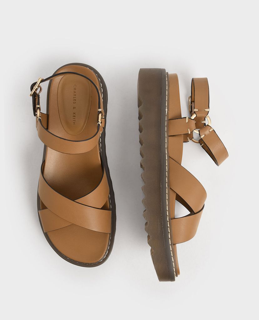 CHARLES & KEITH - Giày đế xuồng quai chéo Patent Criss Cross