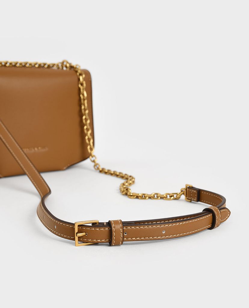 CHARLES & KEITH - Túi đeo vai nữ chữ nhật Satin Scarf Double Strap