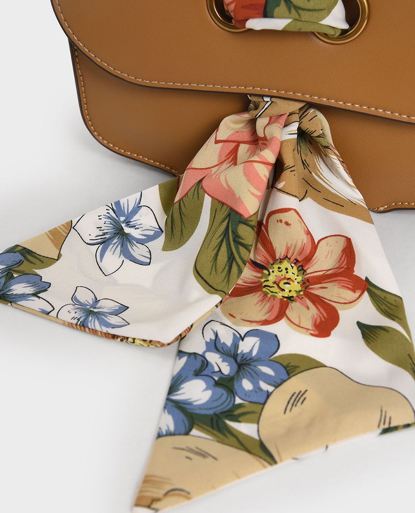 CHARLES & KEITH - Túi đeo vai nữ chữ nhật Satin Scarf Double Strap
