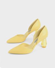 CHARLES & KEITH - Giày cao gót mũi nhọn Croc Geometric Heel D'Orsay Court