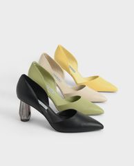 CHARLES & KEITH - Giày cao gót mũi nhọn Croc Geometric Heel D'Orsay Court