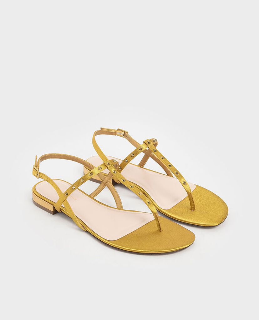 CHARLES & KEITH - Giày sandal nữ quai kẹp Studded Metallic