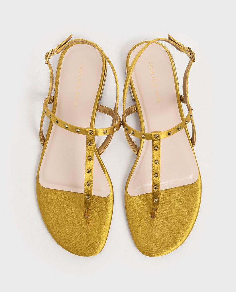 CHARLES & KEITH - Giày sandal nữ quai kẹp Studded Metallic