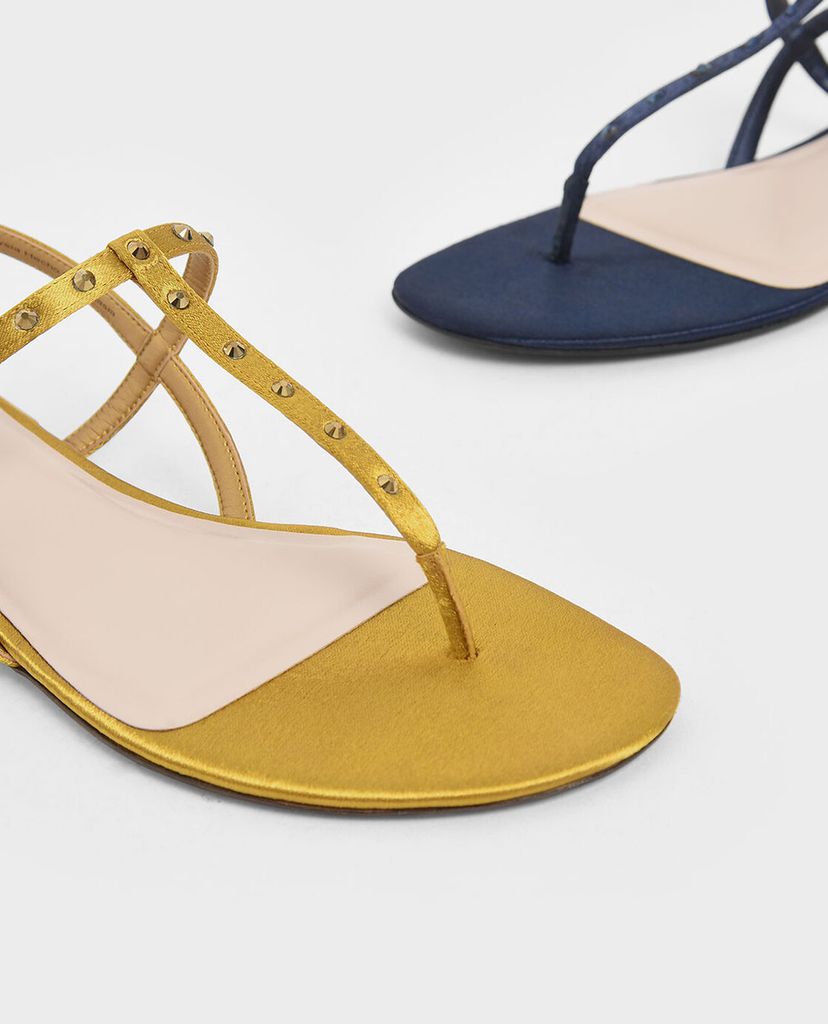 CHARLES & KEITH - Giày sandal nữ quai kẹp Studded Metallic