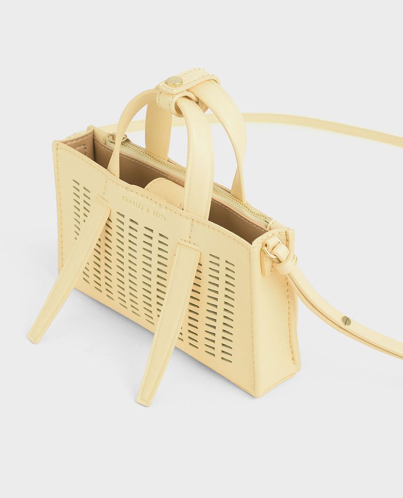 CHARLES & KEITH - Túi xách tay nữ chữ nhật Laser Cut Double