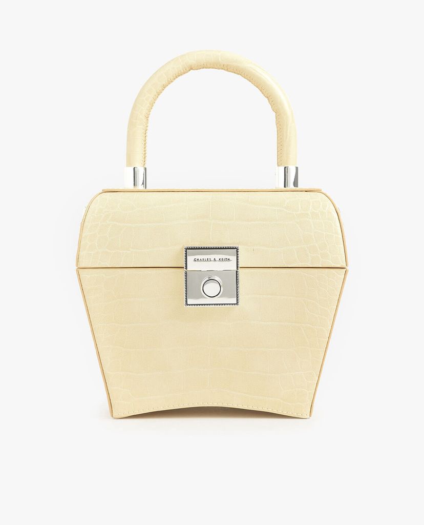 CHARLES & KEITH - Túi xách tay hình hộp Croc Effect Sculptural