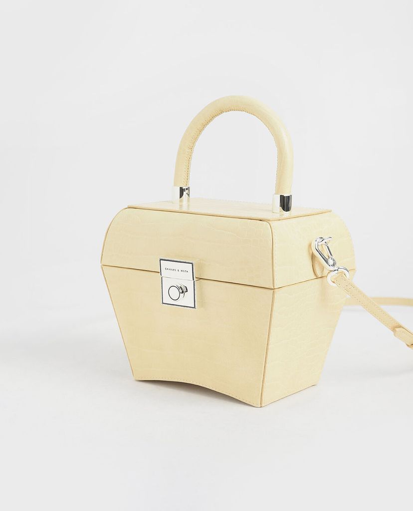 CHARLES & KEITH - Túi xách tay hình hộp Croc Effect Sculptural