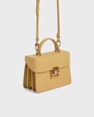 CHARLES & KEITH - Túi đeo vai phom chữ nhật Croc Effect Chain Shoulder