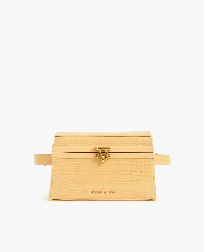 CHARLES & KEITH - Túi đeo hông hình thang Croc Effect Trapeze