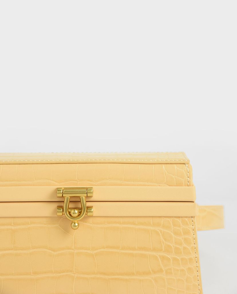 CHARLES & KEITH - Túi đeo hông hình thang Croc Effect Trapeze