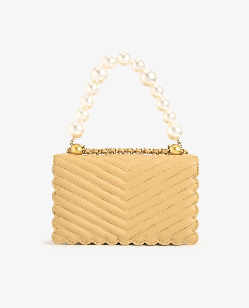 CHARLES & KEITH - Túi đeo chéo nữ chữ nhật Pearl Embellished