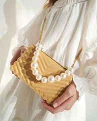 CHARLES & KEITH - Túi đeo chéo nữ chữ nhật Pearl Embellished