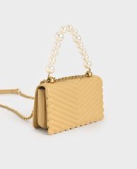 CHARLES & KEITH - Túi đeo chéo nữ chữ nhật Pearl Embellished
