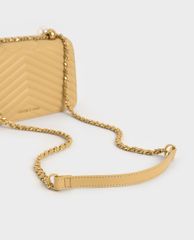 CHARLES & KEITH - Túi đeo chéo nữ chữ nhật Pearl Embellished