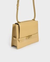 CHARLES & KEITH - Túi đeo chéo nữ Metallic Push Lock Crossbody Bag