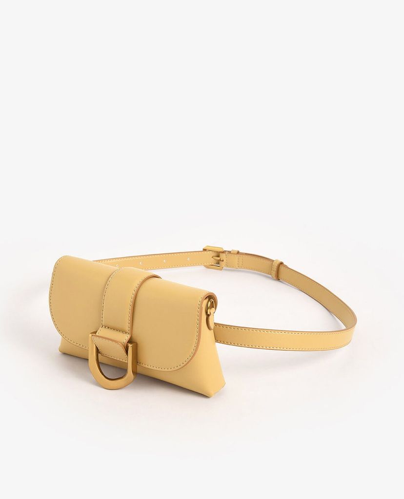 CHARLES & KEITH - Túi đeo chéo nữ chữ nhật nắp gập Metallic Buckle
