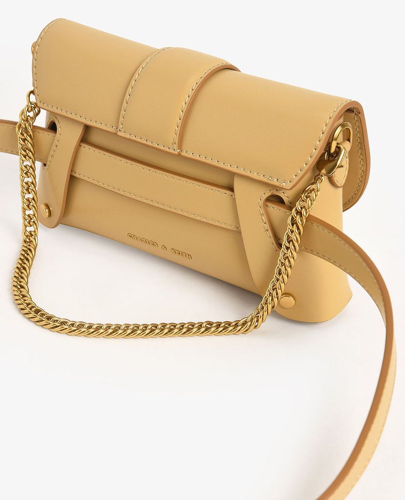 CHARLES & KEITH - Túi đeo chéo nữ chữ nhật nắp gập Metallic Buckle