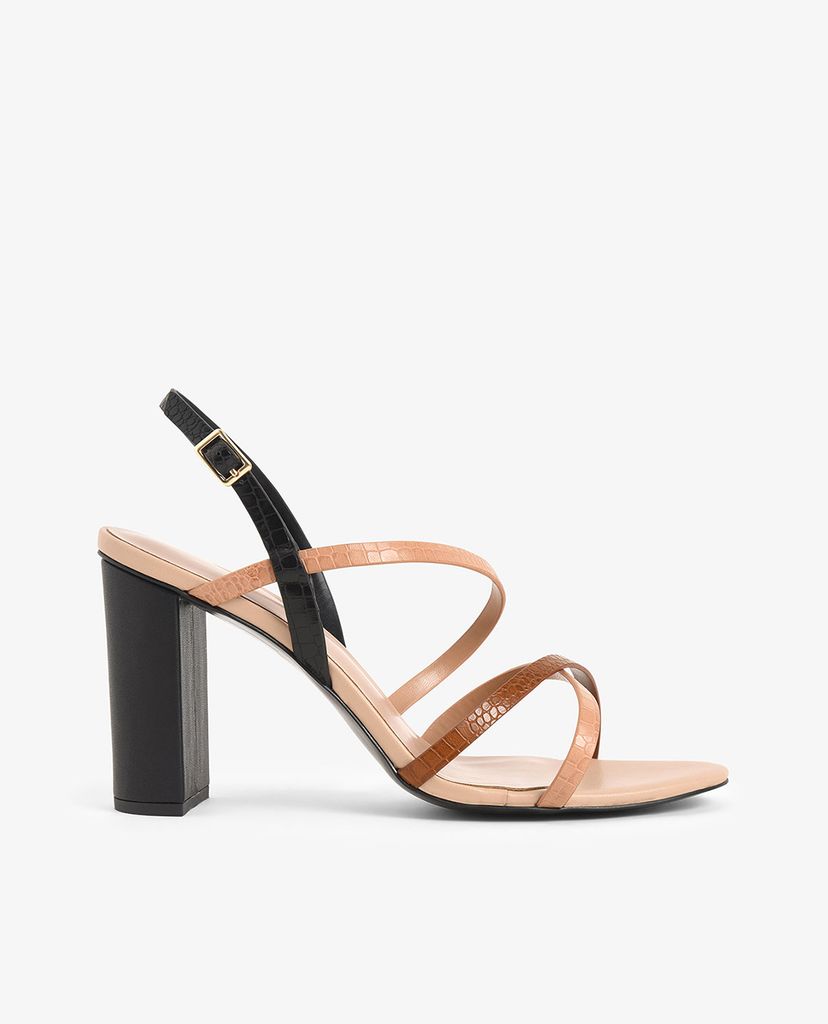 CHARLES & KEITH - Giày cao gót sandal quai chéo đế vuông Slingback