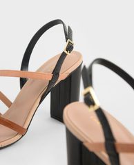 CHARLES & KEITH - Giày cao gót sandal quai chéo đế vuông Slingback