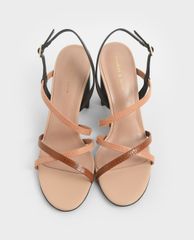 CHARLES & KEITH - Giày cao gót sandal quai chéo đế vuông Slingback