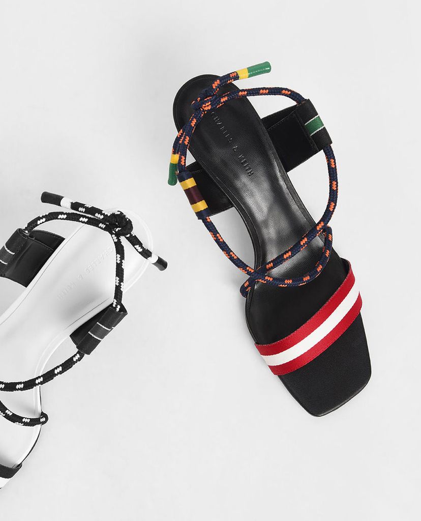 CHARLES & KEITH - Giày cao gót quai ngang Grosgrain & Rope Strappy