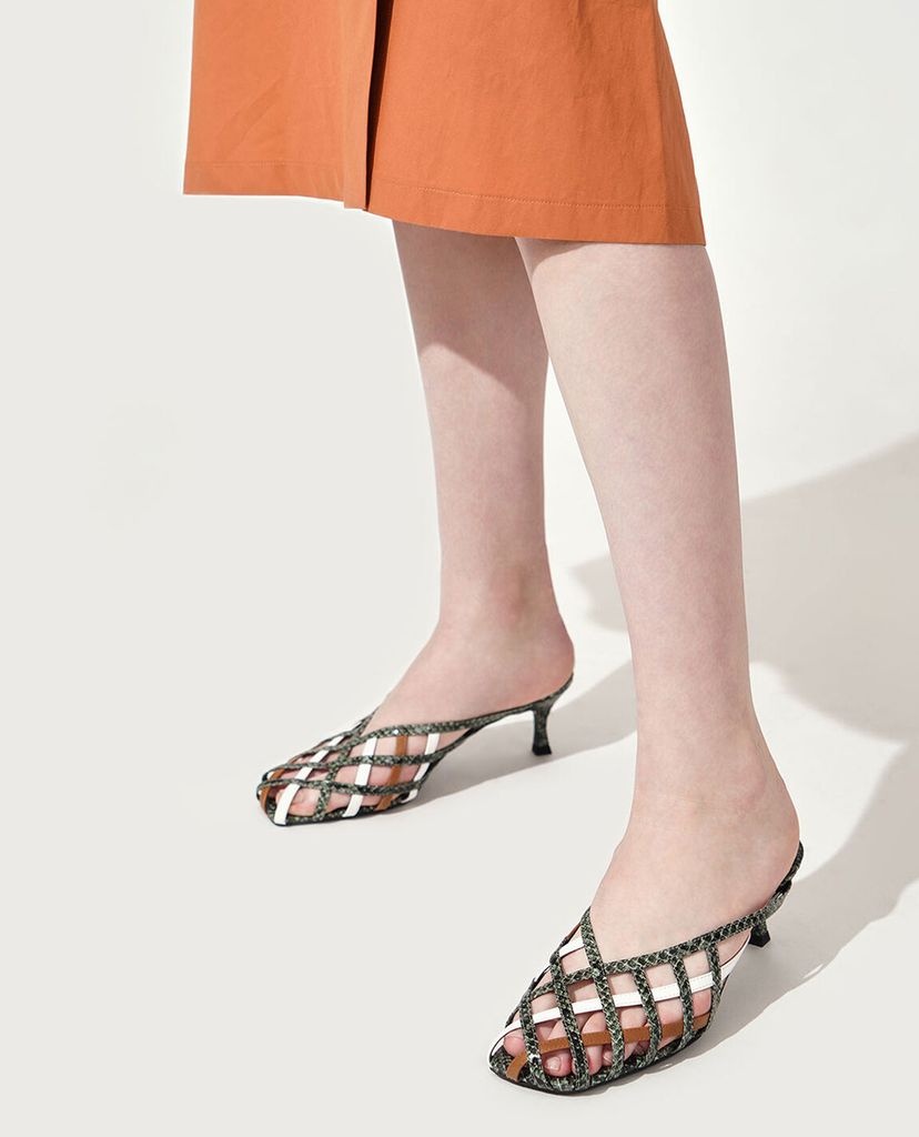 CHARLES & KEITH - Giày cao gót Square Toe Caged