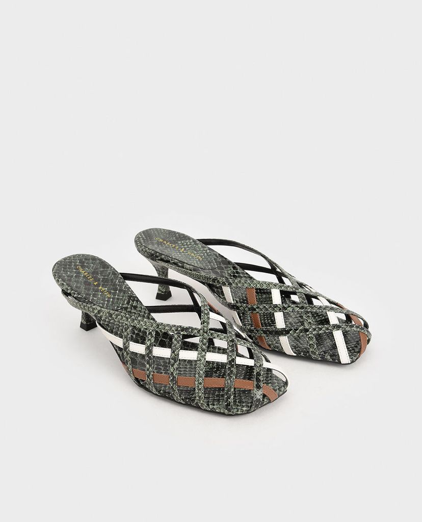 CHARLES & KEITH - Giày cao gót Square Toe Caged