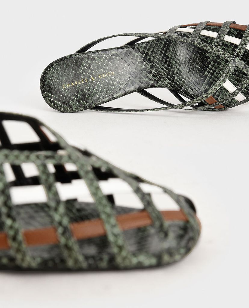 CHARLES & KEITH - Giày cao gót Square Toe Caged