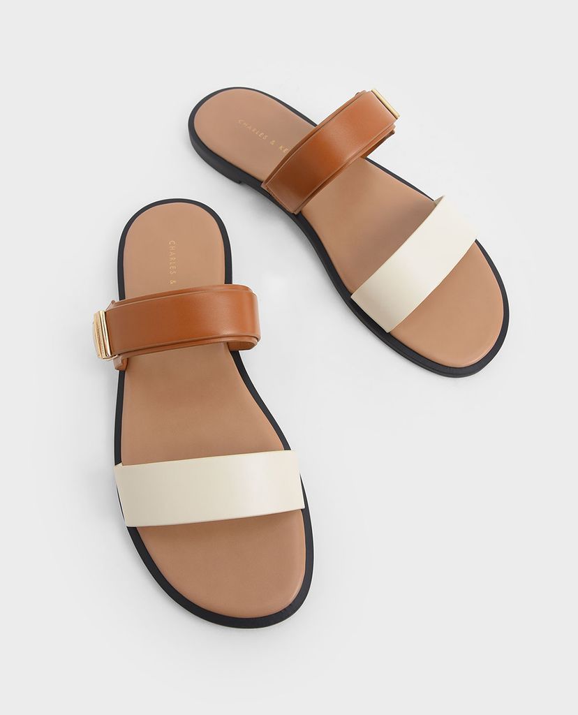 CHARLES & KEITH - Giày sandal nữ quai ngang Buckle Double Strap