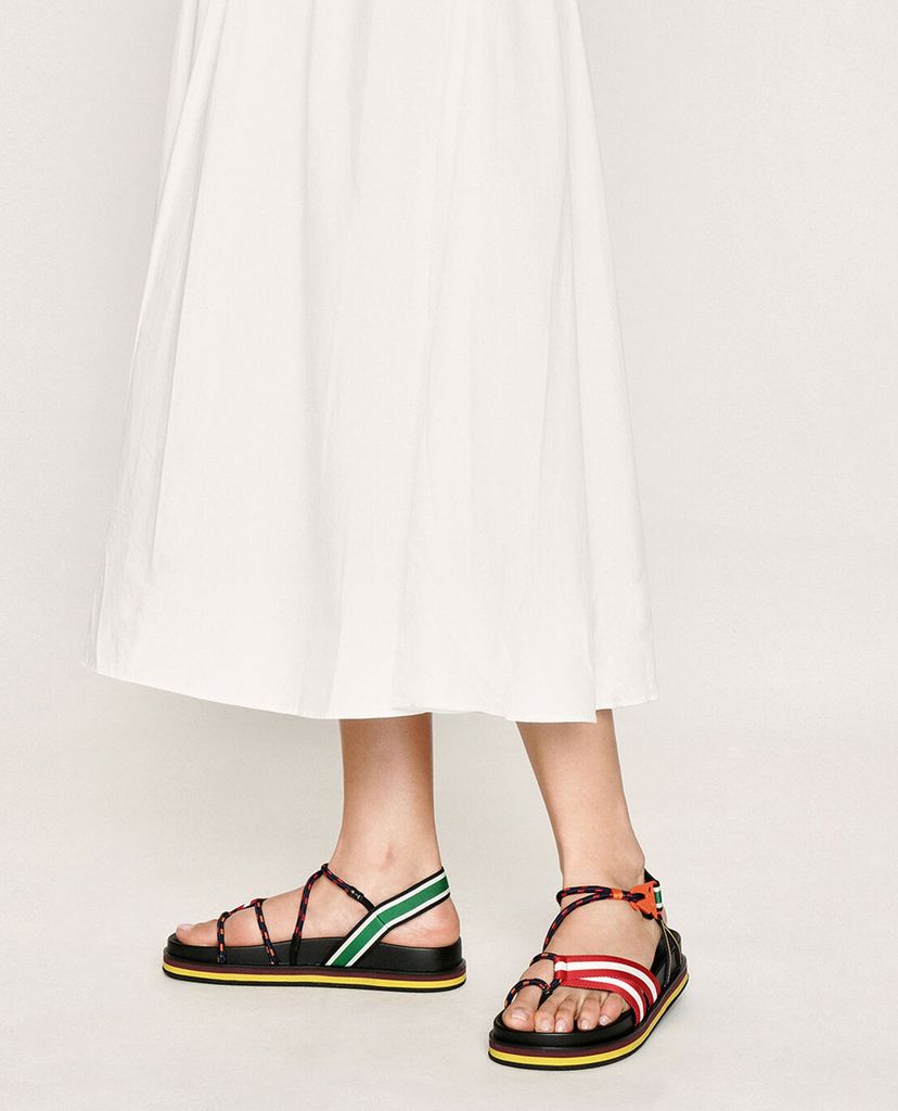 CHARLES & KEITH - Giày sandal nữ quai ngang Two Tone Grosgrain & Rope