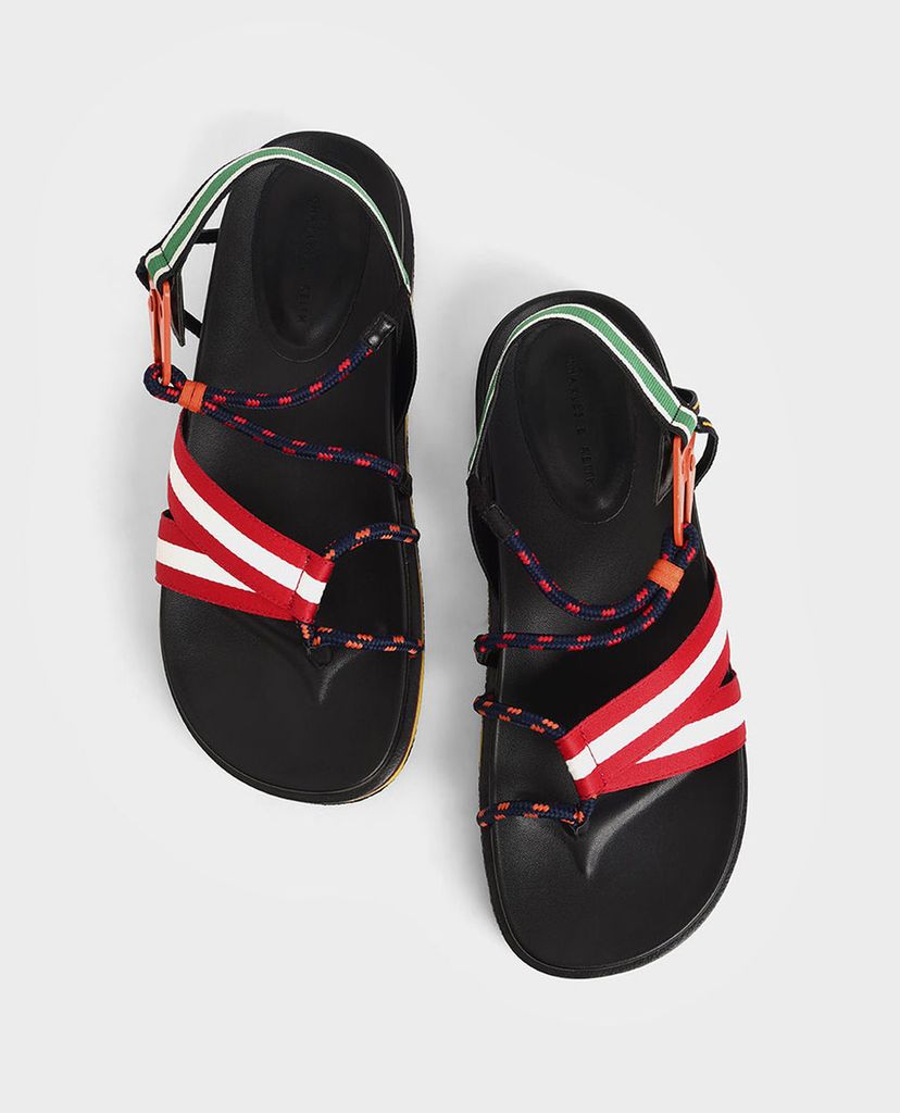 CHARLES & KEITH - Giày sandal nữ quai ngang Two Tone Grosgrain & Rope