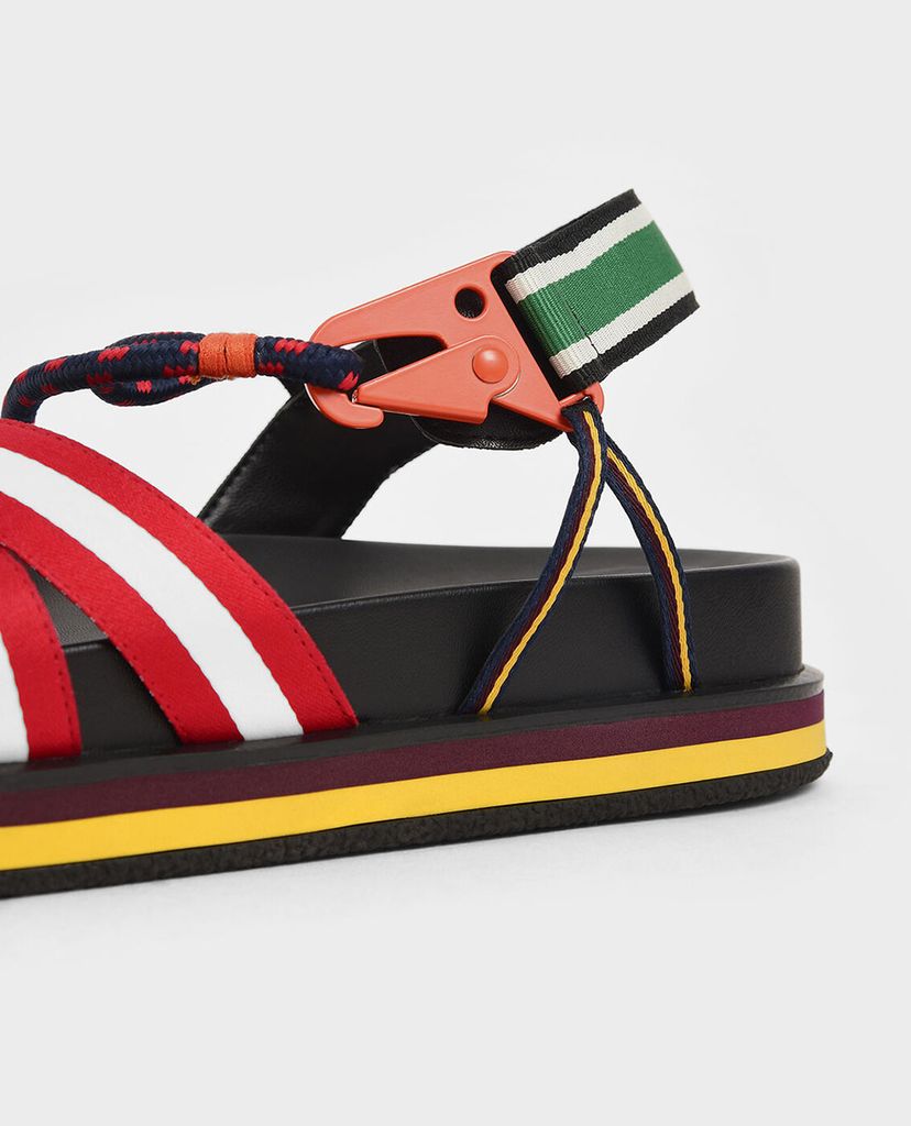 CHARLES & KEITH - Giày sandal nữ quai ngang Two Tone Grosgrain & Rope