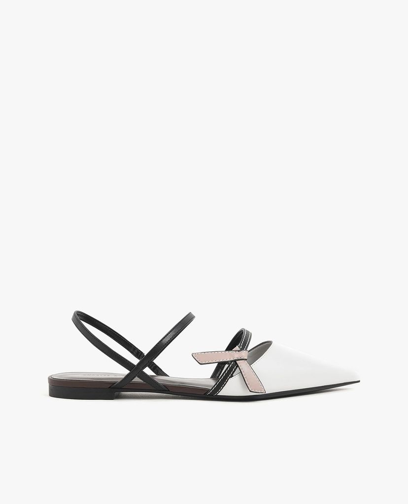 CHARLES & KEITH - Giày đế bệt mũi nhọn Front Knot Tie Patent Slingback