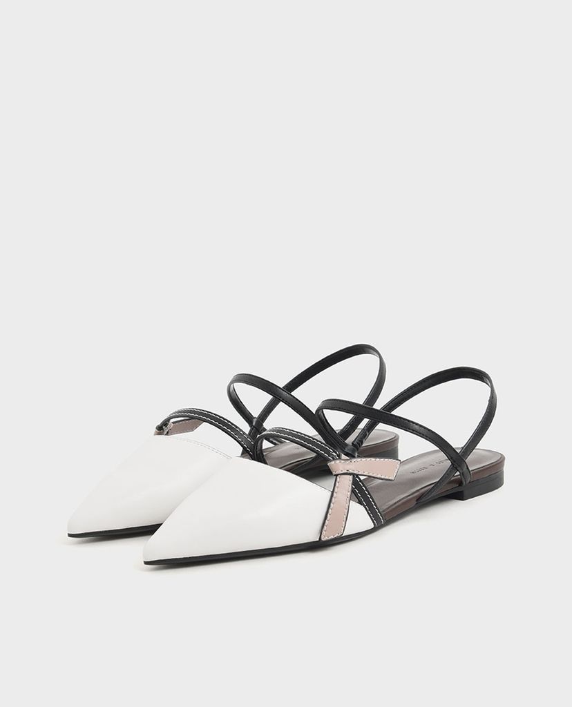 CHARLES & KEITH - Giày đế bệt mũi nhọn Front Knot Tie Patent Slingback